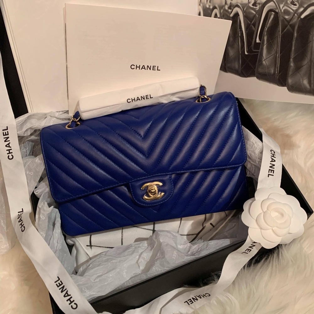 Chanel Blue Quilted Leather Bag